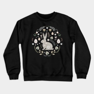 Folk Easter with Floral Motifs - Eggs , Easter Bunny Crewneck Sweatshirt